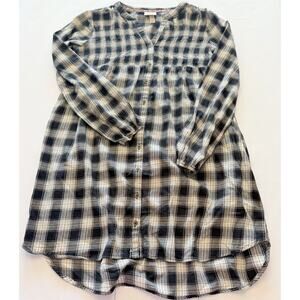 Knox Rose Women's Size Small Black Plaid Long Sleeve V Neck Shirt Dress